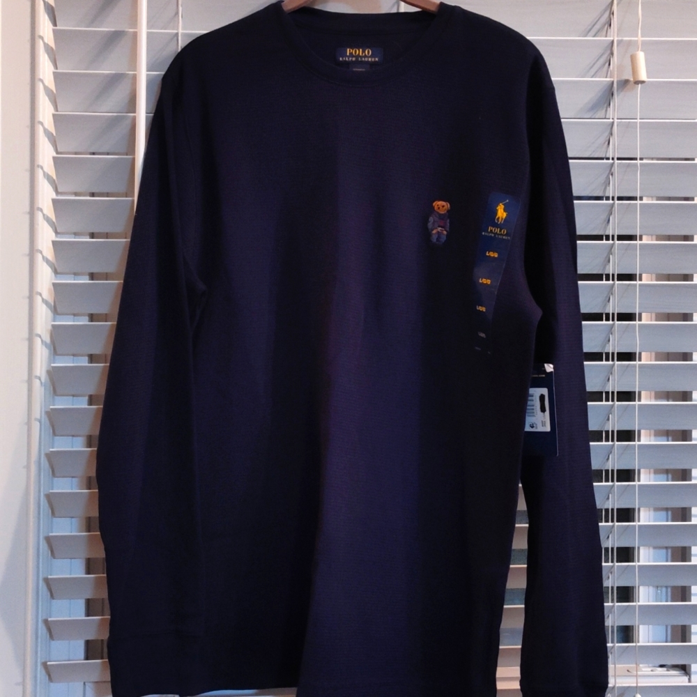 Polo Ralph Lauren Thermal Navy Teddy Bear emblem Size Large